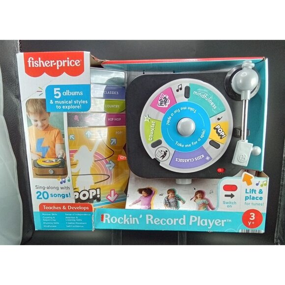 Fisher-Price Rockin Record Player Music Toy With Five Albums Kids 3+ Years - Picture 1 of 10